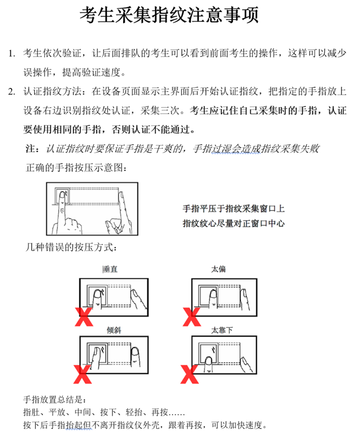 河南专升本采集指纹